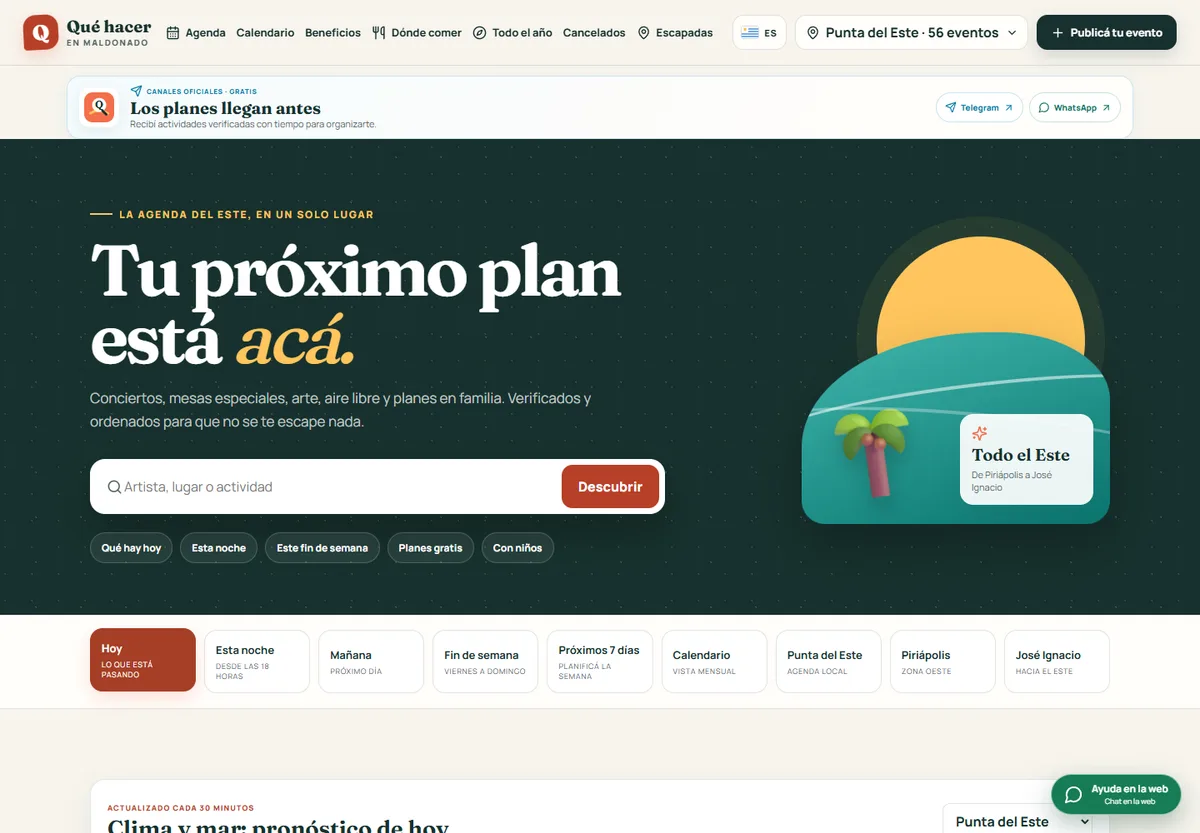 Captura del sitio Agenda del Este