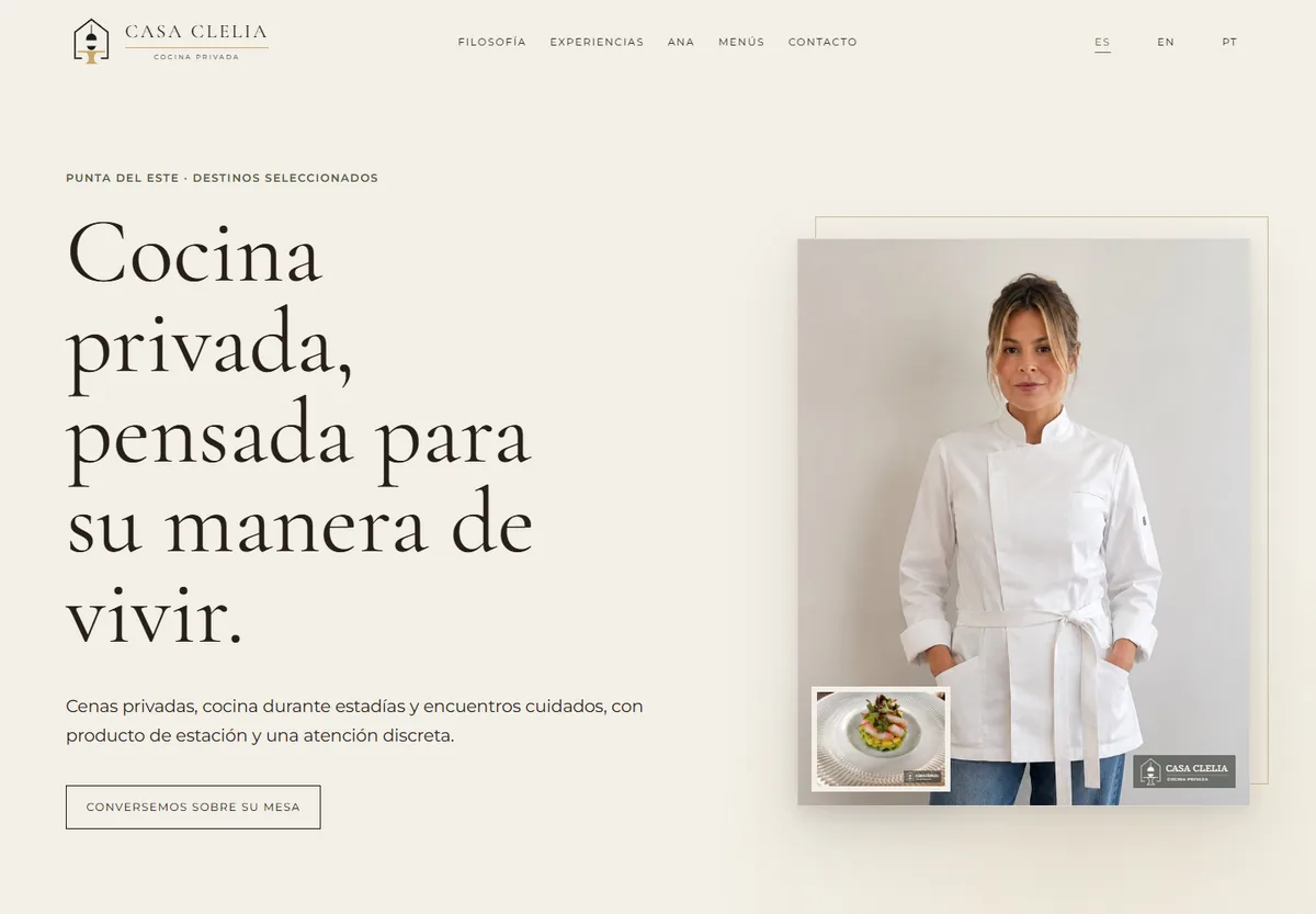 Captura del sitio Casa Clelia