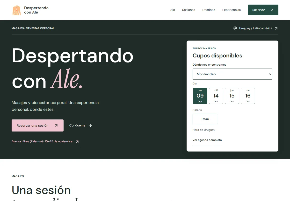Captura del sitio Despertando con Ale